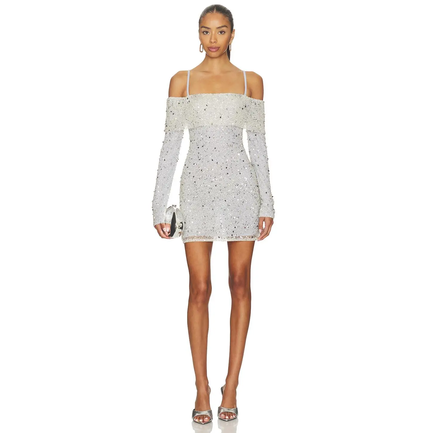 green emerald velvet dress Miss Me Sequin Mini Dress | Silver | Womens main image 1