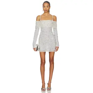 Lovers and Friends Holly Sequin Mini Dress in Silver Sequin