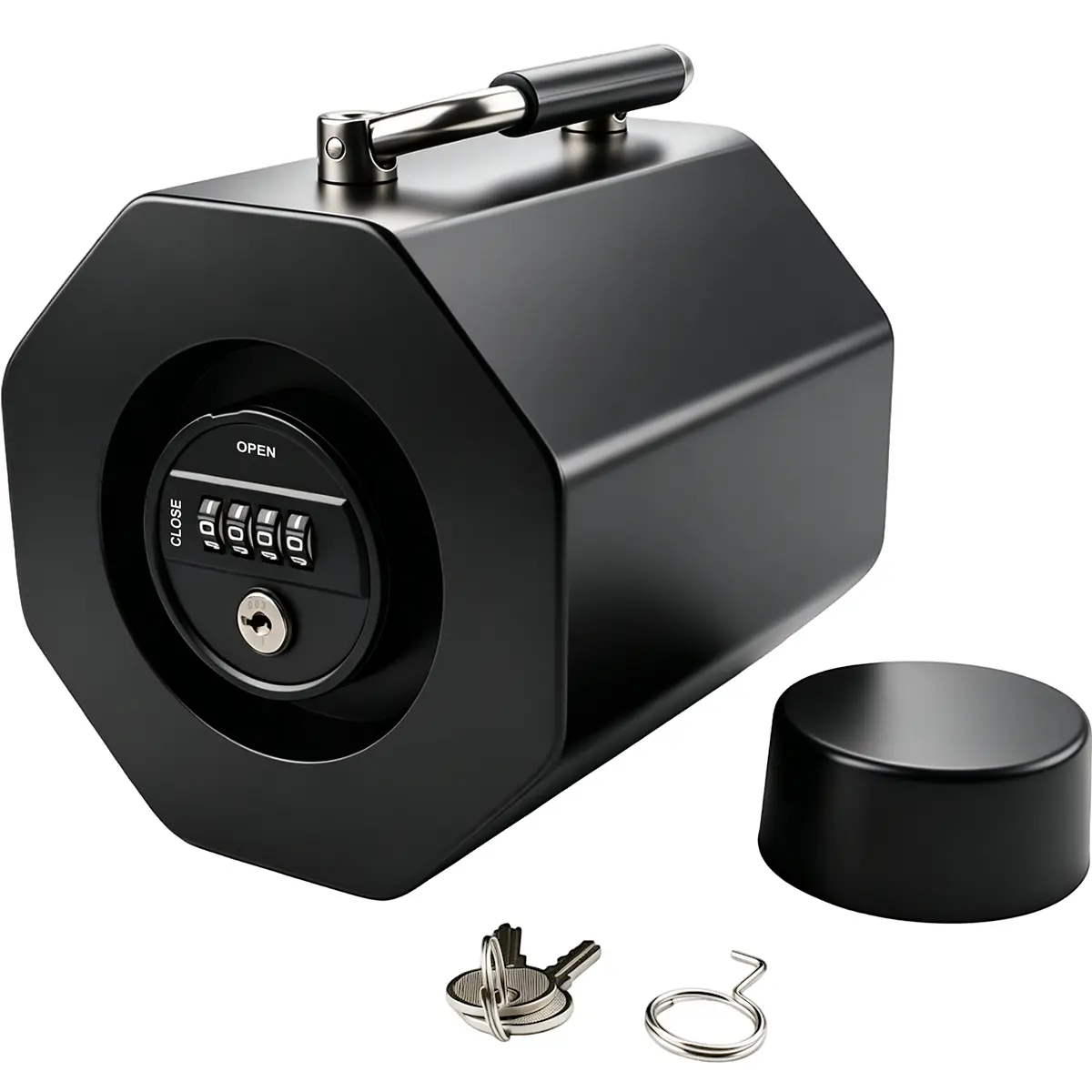 Anti-Theft Trailer Lock 2 5/16", 4-Digit Combination Trailer Hitch Lock with Handle & Keys, Heavy Duty Anti-Theft Steel Coupler Lock for Trailers RV, Boat, Camper