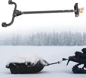 Tow Hitch Bar with Pins for Snowmobiles Or Atvs Adjustable 35" to 47" Steel Fit for Sled Style Fish Houses Shelters Trailer