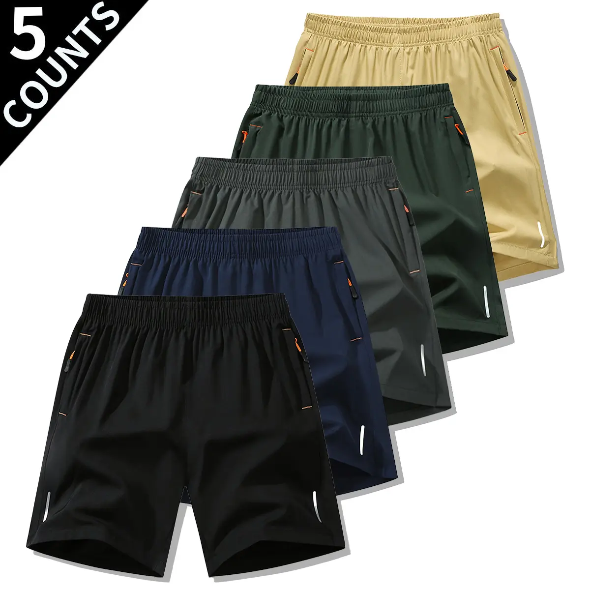 Men's Quick-Dry Athletic Shorts - Zipper Pockets, Elastic Waist, Ultra-Stretch, Sweat-Wicking, Lightweight Performance, Casual Fashionable, Relaxed Breathable Fit for Gym Workouts & Casual Errands, Casual Fashionable Shorts, Lightweight Performance Shorts