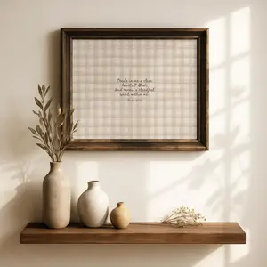 Psalm 51 Scripture Print, Beige Gingham Christian Wall Art
