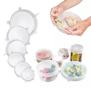 6pcs Reusable Silicone Stretch Lids BPA Free Bowl Covers Food Storage Seals Set