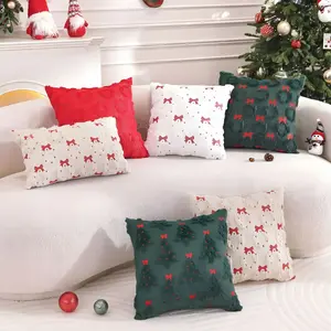 Christmas Tree Pillowcase with Christmas Pentagram Embroidery, Sofa Cushion Cover, Home Decorative Pillowcase with Print
