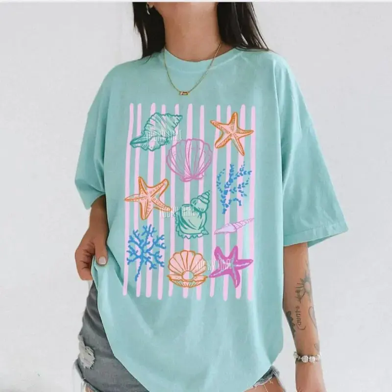 Comfort Colors Seashell Shirt, Beach Shirt, Summer Graphic Tee, Ocean Lover, Sea Shell Tee, Summer Vacation Tshirt, Womens Beach Shirt - Philip82 Top Womenswear