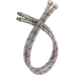 32-Inch Long Stainless Steel Braided Supply Lines, 3/8-Inch Female Compression Thread x M10 Male Connector, 2 Pcs (1 Pair) for Bathroom Kitchen Faucet Water Supply Hose