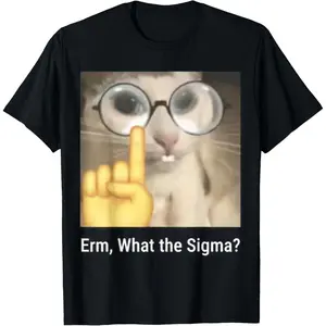 NEW[100% Cotton] Erm, What The Sigma? Cat Meme Funny T-Shirt Golf Gift T-Shirt For Men And Women
