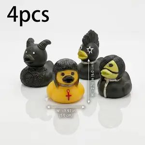 Gothic & Cyberpunk 4-Piece Rubber Figurine Set - Satan-Themed, Punk-Style Car Dashboard Decoration, Ideal Gift for Collectors