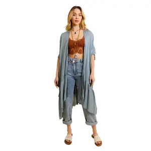 Bohemian Duster Solid Ruffle Edge