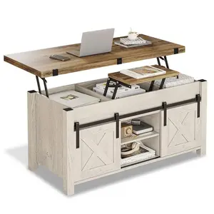 4 in 1 Multi-Function Lift Top Coffee Table White Furniture Desk Living Room Storage Modern Adjustable Shelf Drawer Bookshelf Aesthetic Home Office Design Organize summervibes