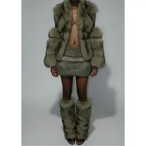 Faux Fur Mini Skirt - Flared Faux Leather Skirt With Back Zipper | Prima DND