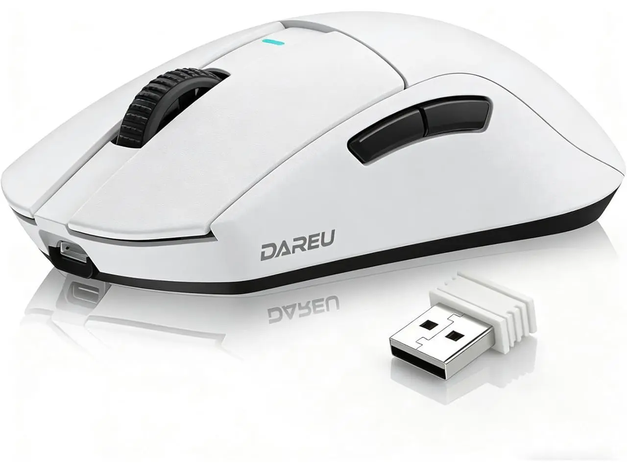 DAREU A950GM Wireless Gaming Mouse, 60g Lightweight, 26K DPI PAW3395 Optical Sensor, 2.4G/BT/Wired, Support 30-40min Fast Charge, 5 Programmable Buttons for PC/Laptop/Mac, WHT