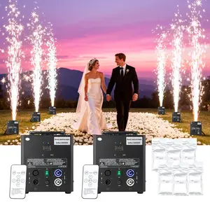 2pcs 650W Cold Spark Machine, 3-5m Spark Effect Fireworks Sparkler Machine with Remote DMX Control for Stage Wedding Party Events DJ Performance (2 Black Units + 6×200g Powders)