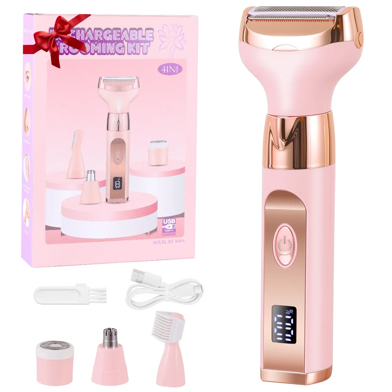 Women's 4-In-1 Electric Shaver, Cordless Portable Shaver, Eyebrow Trimmer, Ear Nose Trimmer, Body Hair Removal, Underarm Hair Remover, Multifunctional Hair Shaver, Body Facial Shaver, Bikini Trimmer, Multi-Purpose Grooming Tool, USB Rechargeable Shaver