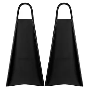 Yucca Black Long Blade Fins - Standard Flex - Powerful, Durable, Ergonomic, for bodysurfing, lifeguarding, shorebreak - Premium Malaysian Rubber