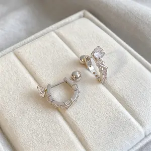 Dainty CZ Screw Back Earrings, Hypoallergenic Cartilage Hoops, Sleep Safe Everyday Jewelry for Women