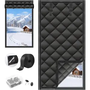 Winter Thermal Insulated Window Cover Curtain Weatherproof Thicken Cotton Layer with Outer Oxford Cloth for Home RV Basement (27"x 39", Black)