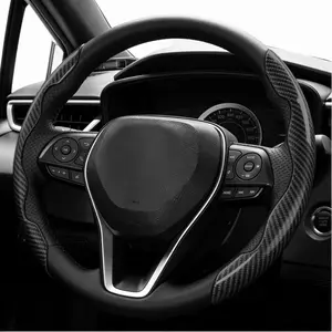 2-4 Piece Carbon Fiber Car Steering Wheel Cover Non-Slip, Multiple Color Options,Universal for Most Car Auto Interiors Accessories 15" Diameter 37-38 cm, For BMW Chevrolet Ford Honda Jeep Nissan Toyota Mercedes-Benz Hyundai Volkswagen Tesla Subaru Acura
