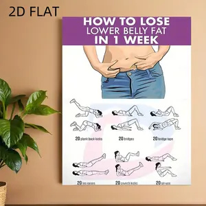 2D canvas wooden frame canvas fitness yoga poster - Ink-based abdominal fat reduction exercise guide, includes a 30-day home workout chart, modern minimalist wall art, suitable for home gyms, a perfect gift for health enthusiasts