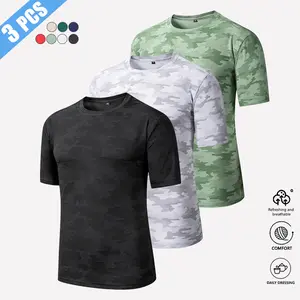 3-Pack Men’s Summer Short Sleeve Crew Neck Tops – Comfortable American Street Style Camouflage Design Versatile Casual T-Shirts