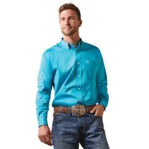 Ariat Men's Team Logo Twill Classic Fit Shirt Blue Bird