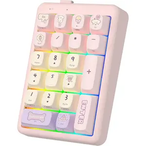 Number Pad, BT 5.0 Mechanical Number Keypad for Laptop, 21-Key Hot Swappable RGB Numeric Keypad, USB/2.4G  Number Pad Keyboard, Rechargeable Cute  Creamy Keyboard Number Pad