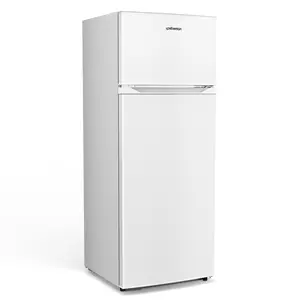 Upstreman 7.7 Cu.Ft. Double Door Mini Fridge with Freezer, Adjustable Temperature Thermostat, Large Capacity, Reversible Door Swing, Energy-Efficient Compact Home Appliance for Apartment, Office