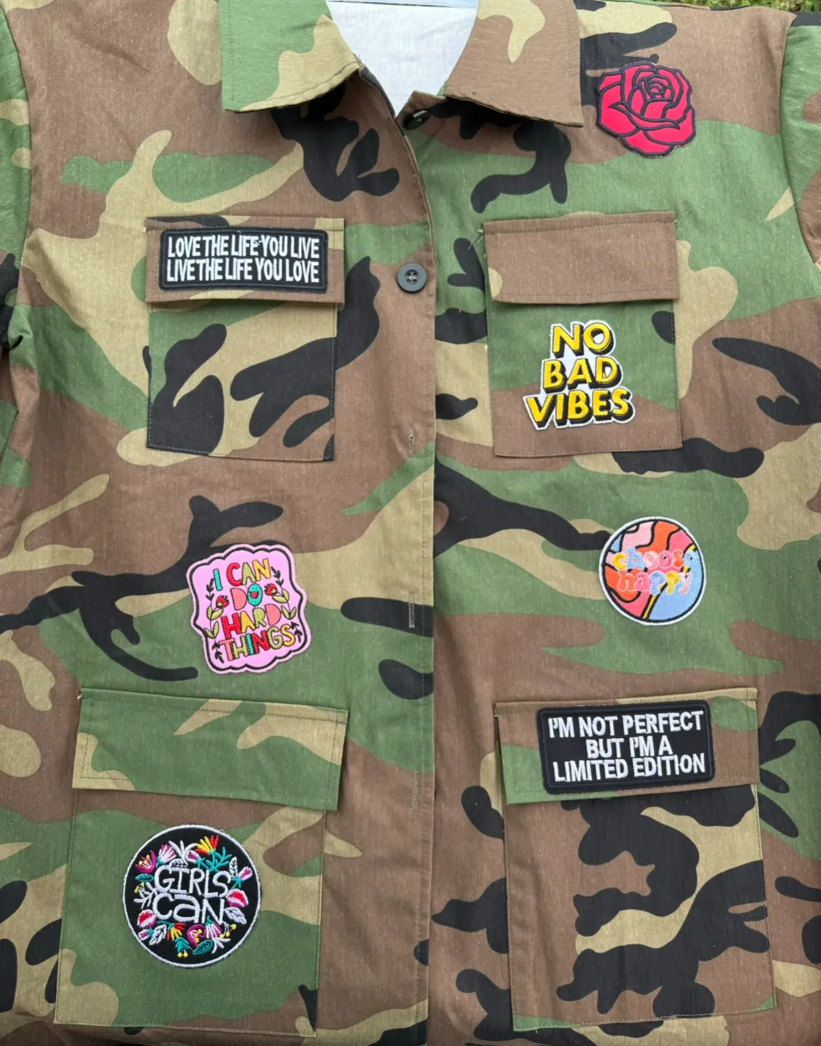 Camo jacket with patches