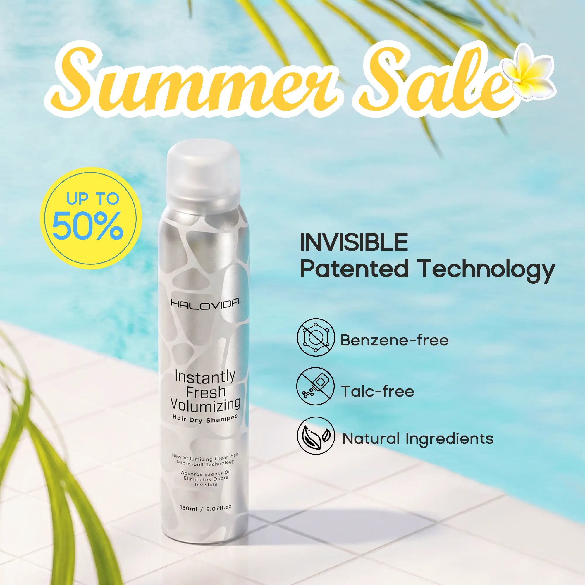 HALOVIDA INSTANT FRESH VOLUME BOOST HAIR DRY SHAMPOO 5.07 FL.OZ. Natural Cleanser, Absorbs Oil,Clean,Invisible & Quick-Dispersing summerwins,DealsForYouDays