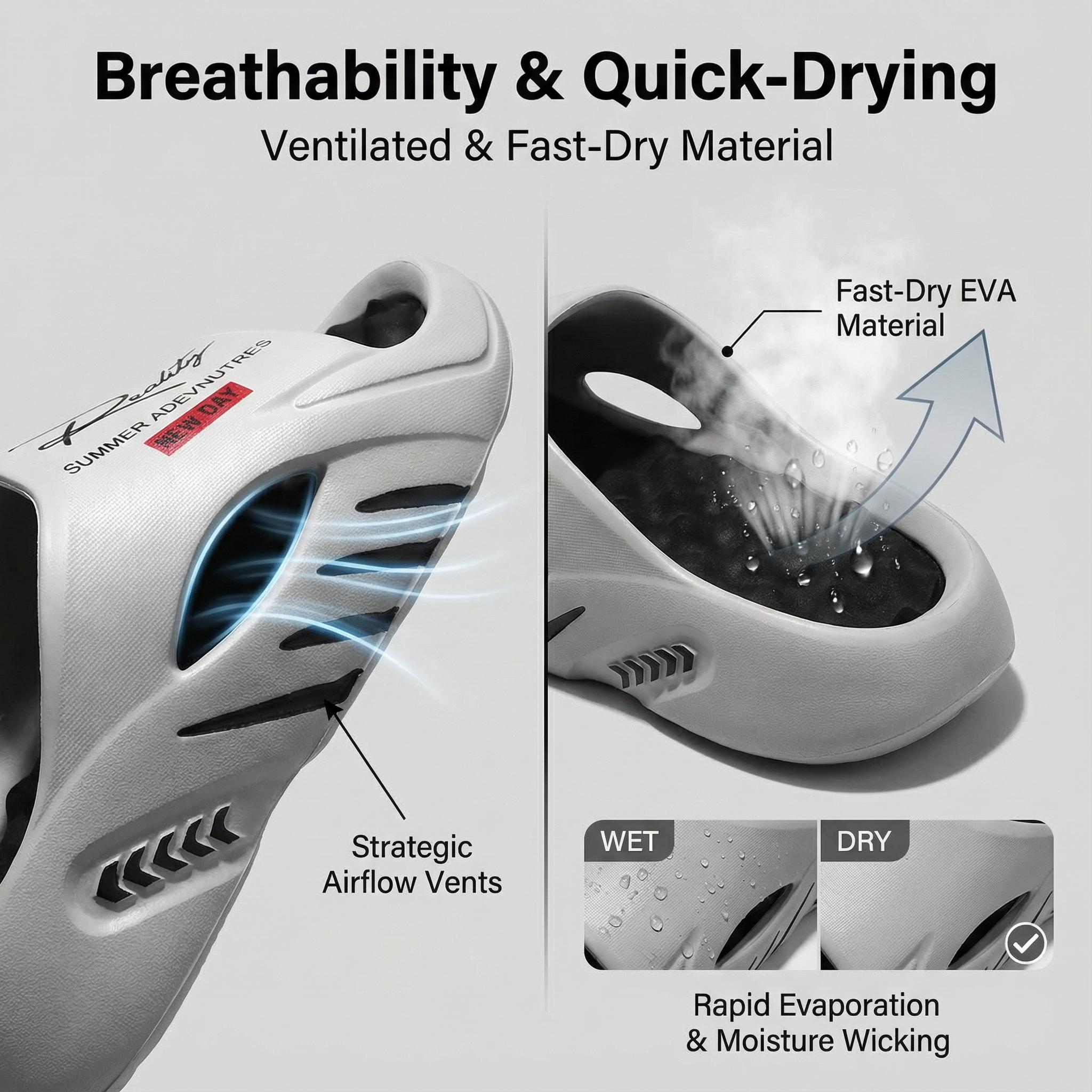 Men’s Athletic Recovery Slides – Ultra-Soft Thick Sole Cloud Cushion Sandals with Massage Footbed, Non-Slip Sport Slides for Post-Workout, Gym & Summer Beach