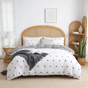 Heart Print Bedding Set, 3 Counts/set Including 1 Count Duvet Cover & 2 Counts Pillowcase without Filler, Soft Comfortable Bedding Set for Home Bedroom, Soft Breathable Bedding