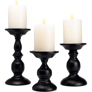 Candle Holders Set of 3, Vintage Candle Holder for Table Centerpiece & Fireplace Decor, Decorative Antique Candle Stand for Dining & Living Room Decoration