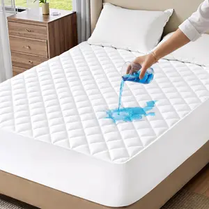 Queen 100% Waterproof Mattress Protector – Soft Breathable Noiseless Mattress Cover | Deep Pocket Fitted Bed Pad (Up to 21”) Fitted Sheet Style Quilted Mattress Protector