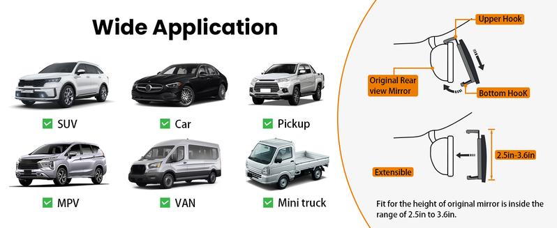 SINGARO Car Rear View Mirror  Anti-glare Panoramic Rear Mirrors Universal 11 Inch Convex Car Interior Clip on Extra Big Wide Angle Rearview Mirror Extender to Reduce Blind Spot for Car SUV Trucks