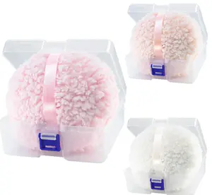 3 Pcs Large Body Powder Puff and Container, 6'' Dusting Body Powder Applicato (White Pink Skin Color)