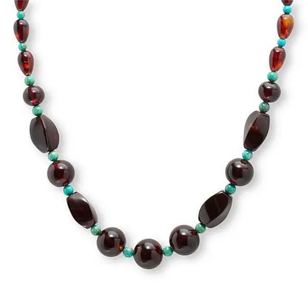 Mine Finds by Jay King Amber and Azure Peaks Turquoise Necklace