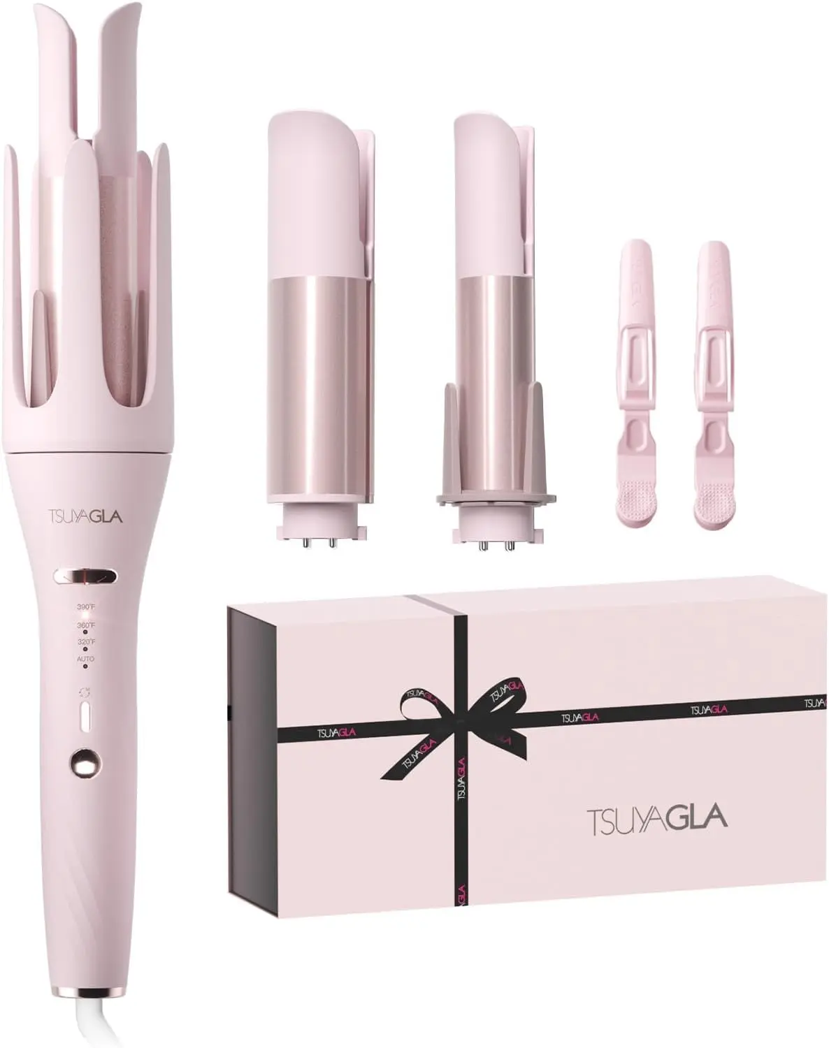 3 in 1 Automatic Curling Iron, Hair Curlers with 3 Curling Barrels (1" - 1.25" - 1.5"), Rotating Curling Iron with 3 Temp, 2-Way Rotation, 10S Fast Heating, Anti-Scald, Dual Voltage, White