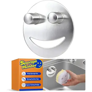 Steel Sponge Holder Bathroom Kitchen Sink Caddy Organizer Storage with Suction Cup, Dishwasher Safe, Keep Sponge Dry, Silver, 1-Pack