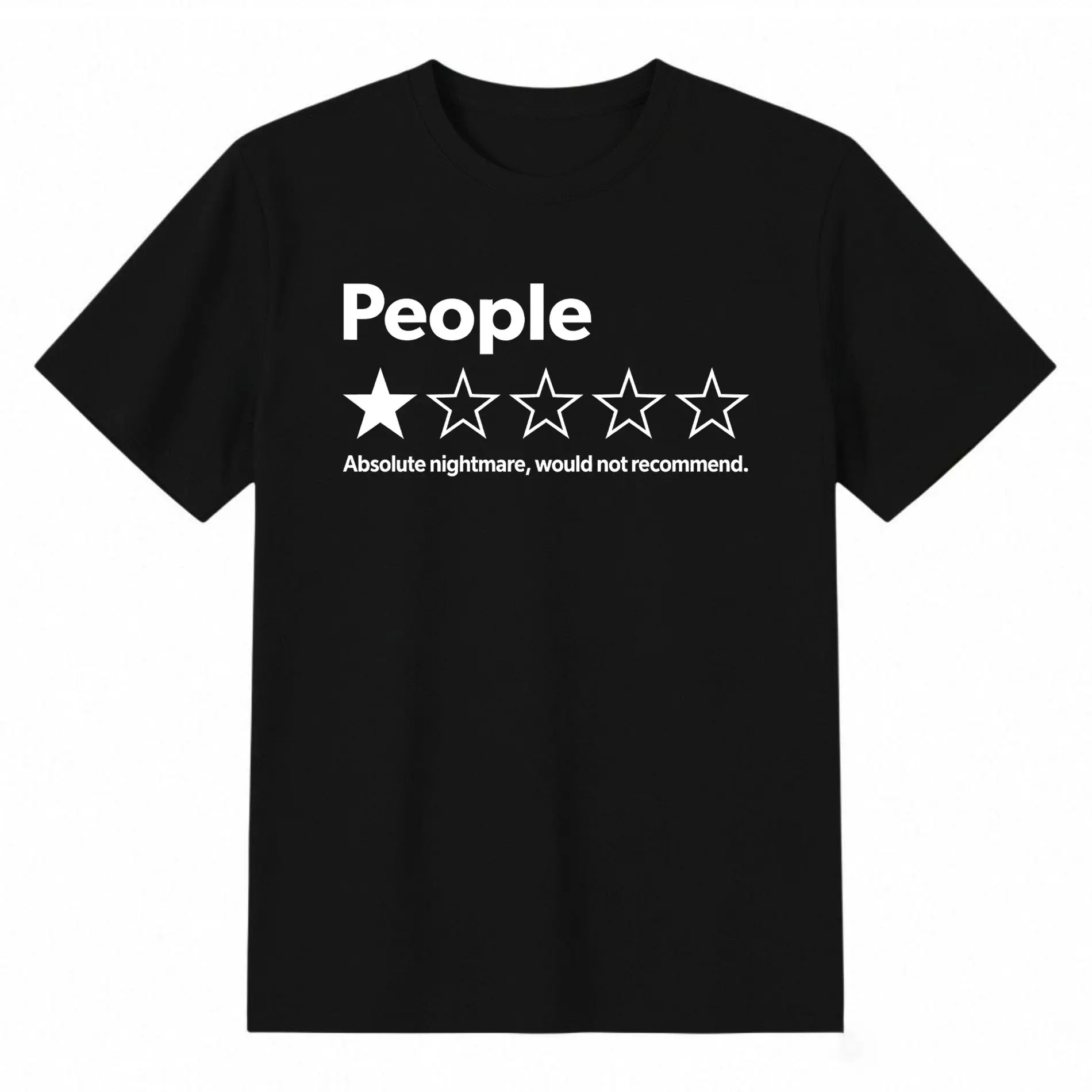 Unisex-Adults T-Shirt - Black, Short Sleeve - Funny Review People One Star: Absolute Nightmare Would Not Recommend, Suitable For Mens & Womens Outdoor T-Shirts funny graphic tees