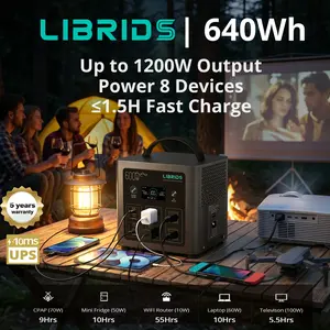 LIBRIDS EnergyCan C600 Portable Power Station 600W Solar Generator 640Wh LiFePO4 Battery 8 Ports for Camping Home Backup Outages,Ultra-Fast 0-80% Charging in 1Hr,5-Year Warranty
