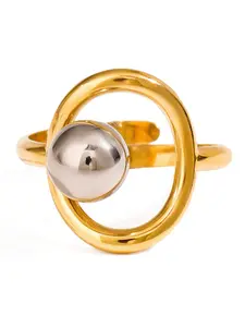 Women's Modern Minimalist Stainless Steel Ring, Adjustable Open Design, Silver Color Beads, Trendy Titanium Steel Jewelry, Adjustable Rings