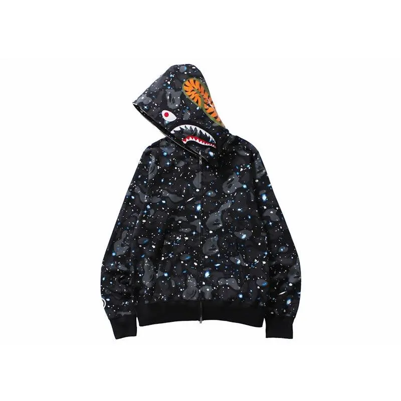 BAPE Space Camo Shark WGM Full-Zip Hoodie Black (men) by StockX