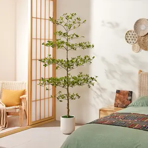 VeriNatural Artificial Black Olive Tree 7/8/9/10FT with White Planter, Faux Olive Tree for Indoor Outdoor Home Decor & Housewarming Gift