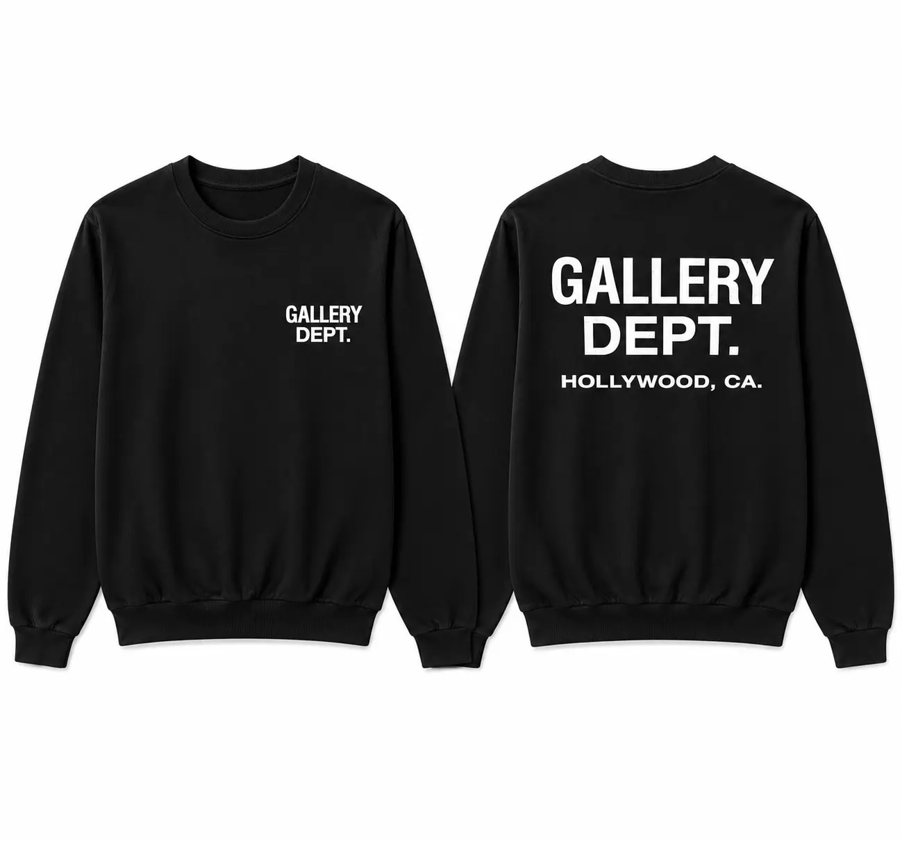 Gallery Dept Sweatshirt, Hollywood Logo Crewneck Sweater, Heavyweight Pullover, Unisex Streetwear, Casual Cotton Fleece Sweater