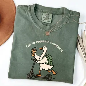 Comfort Colors Off to Regulate Emotions TShirt, Mental Health Teacher T-Shirt, SEL Counselor Gift, Funny Duck Tee