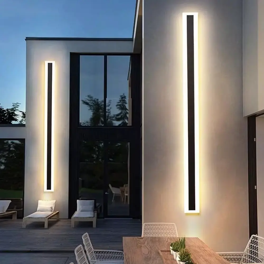 Modern Outdoor Wall Light IP65 Waterproof Stainless Steel Sconce 3 Color Dimmable Eco-Friendly Easy Install 18W-60W for Garden Courtyard Garage Gate Lighting