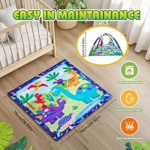 Dinosaur Game Mat Activity Gym Oversized Belly Time Mat Machine Washable Quick-Drying Soft & Breathable 76cm x 76cm