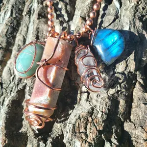 Chakra Cleansing Crystal Charm Necklace • Pure Copper Ball Chain Necklace • Chakra