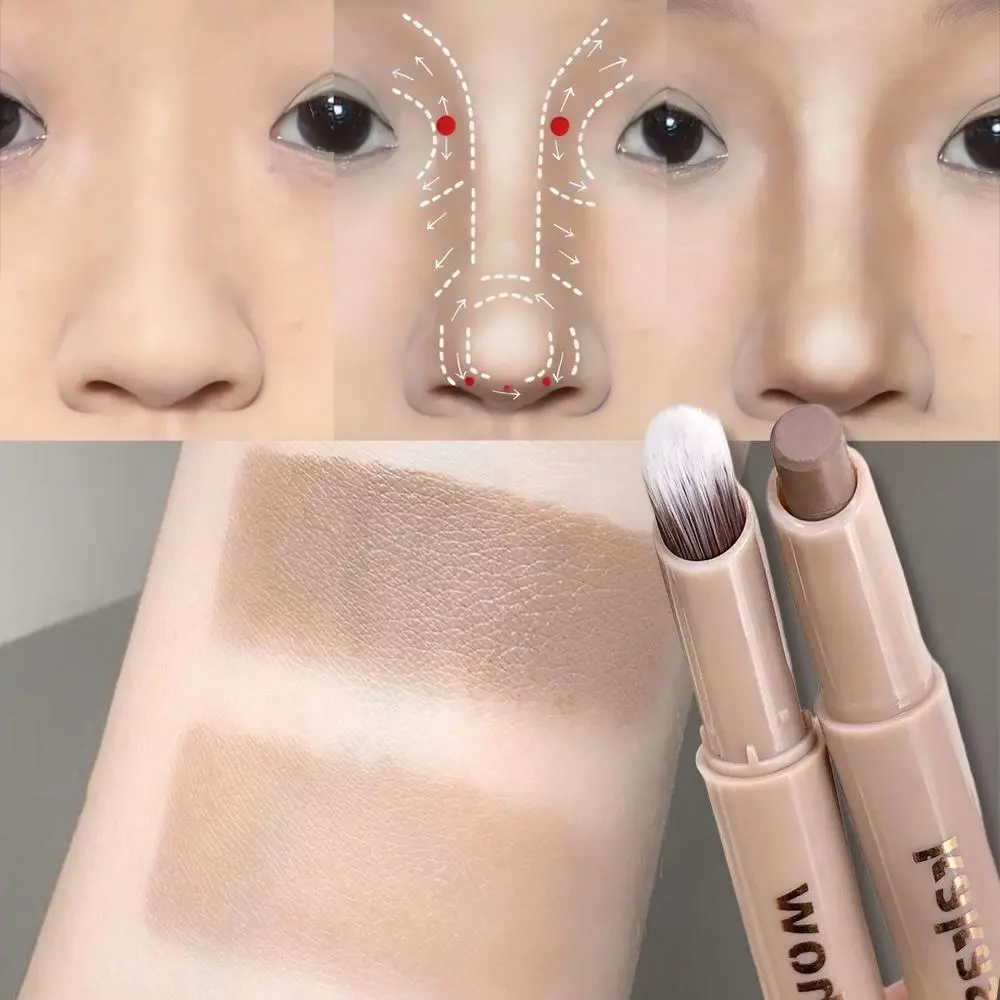 3D contouring pen Long Lasting Waterproof Matte Bronzer Stick Nose Shadow Contour Pen With Brush Facial Contour Stick Makeup