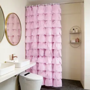 Elegant Ruffled Shower Curtain, 72x72 Inches, Soft Comfortable Fabric, Modern Design for Bathroom Hotel Salon Decor, Perfect Gift
